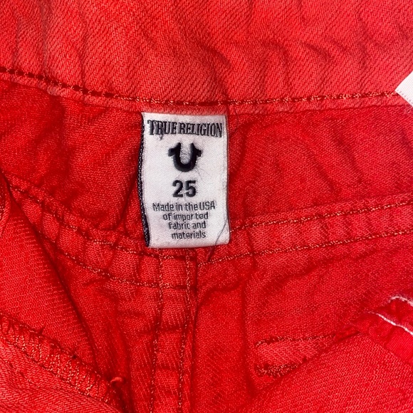 True Religion Shorts Womens 25 Bright Pink Low Rise Flap Pocket Y2K Logo USA - Picture 5 of 6